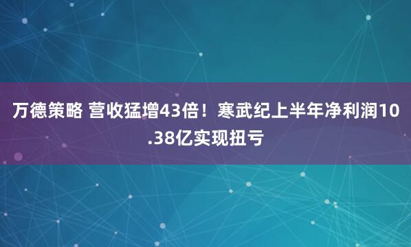 万德策略 营收猛增43倍！寒武纪上半年净利润10.38亿实现扭亏